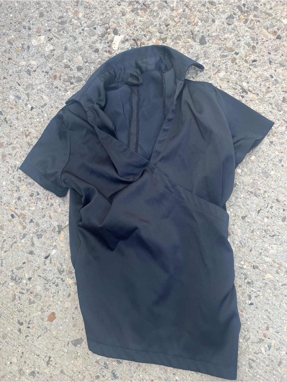 Black Short Sleeve Wrap Blouse
